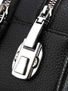 Bolso de muñeca de moda para hombres, diseño de múltiples compartimentos, gran capacidad de almacenamiento de documentos, uso dual para negocios y casual - Negro - Ver 8