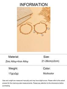 2pcs/Set Summer Beach Vacation Style White Enamel Shell & Faux Pearl Anklet, Simple Gold Handmade Chain Foot Jewelry For Women, Suitable For Daily Wear, Party Outfits And Travel - Multicolor - View 5