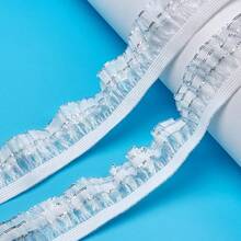 شريط دانتيل مطاطي 5 مم، إكسسوار زخرفي DIY لياقة الملابس وحافة التنورة، دانتيل عصابة رأس مطاطية - متعدد الألوان - مشاهدة 1