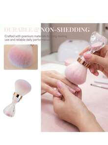 Nail Dust Cleaning Brush With Built-In Powder Holder, Soft Bristle Nail Brush For Acrylic And Gel Nails, Stylish Transparent Handle Manicure Brush, Portable Nail Art Tool For Salon And Home Use - 彩色 - 查看 2