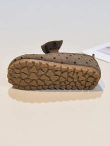 Girls' Linen Polka Dot Bow Decor Breathable Soft Sole Mary Jane Flats, Suitable For Spring And Summer - Coffee Brown - View 10