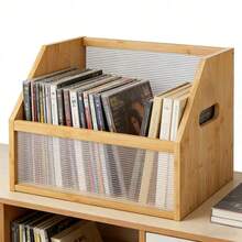 Vinyl Record Storage Crate Bamboo Record Holder CD Albums Magazine Storage Box - View 1