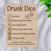 1/2件裝 Drunk Dice 木製遊戲標誌 刻印飲酒遊戲規則板 成人聚會之夜酒吧居家娛樂趣味派對遊戲配件 - 規則牌 - 查看 5