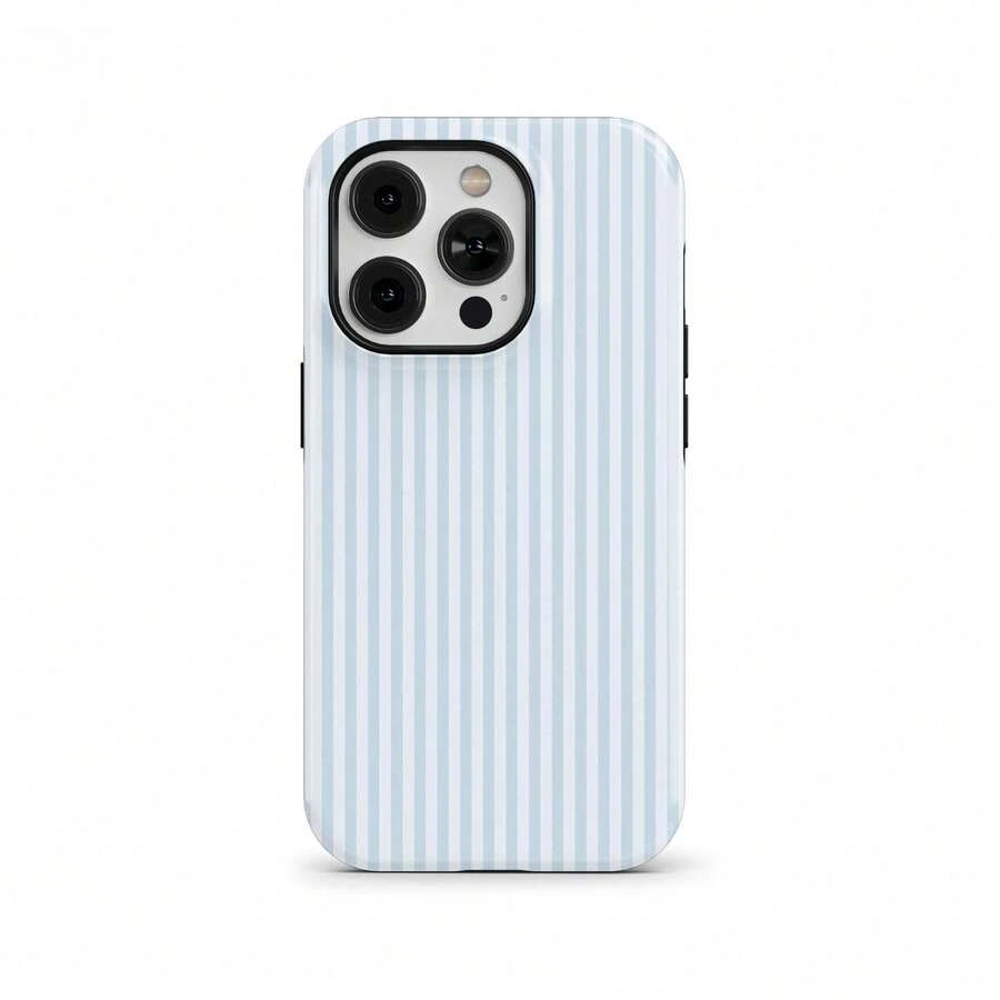 Shockproof Striped Pattern Fashion Phone Case, Striped Green Retro Cream Green Line French Elegant Phone Case, Compatible With IPhone17 IPhone16 15 14 IPhone13 12 11 Pro Max Spring Model - 白色14 - 查看 1