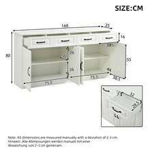 160 Cm Sideboard Cabinet In MDF With Storage Doors - White - View 5