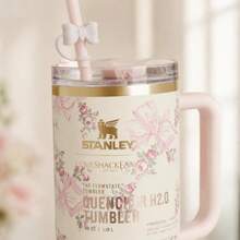 LoveShackFancy X Stanley 40oz Pink Floral Quencher Tumbler With Bow Topper - Pink - Butterfly - View 3