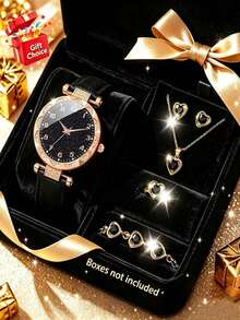 6/1pc Women's Watch: A Stylish, Elegant, And Exquisite Quartz Watch With A Sparkling Dial. Pair It With A Rhinestone-Embellished Necklace, Bracelet, Ring, And Earrings As A Jewelry Set. Suitable For Everyday Wear, It Makes A Perfect Birthday/Holiday Gift, Or A Special Occasion Such As Back-To-School, Parties, Vacations, Graduation Trips, Or Valentine's Day/Christmas. - Multicolor - View 9
