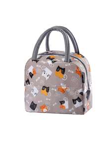 Large Capacity Fresh Print Five-Pointed Star Candy Cat Watermelon Insulated Lunch Bag With Ice Pack, Portable Handheld Lunch Box Suitable For Men And Women, Cold And Heat Insulation Handbag For Work, Picnic, Travel - Multicolor - View 15