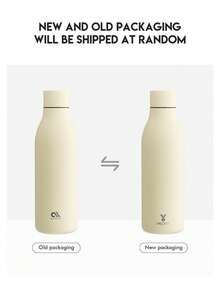 Meoky 17oz/500ml 不鏽鋼運動水壺 – 可樂造型保溫水瓶，橡膠塗層觸感光滑，雙層防漏金屬瓶，保溫保冷，適用於學校、健身房、旅行和運動的重複使用水瓶 - 米色 - 查看 2