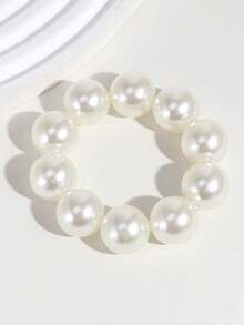 Large And Small Pearl Hair Tie White Versatile Ballet Style Hair Rope 1pc - White - View 10
