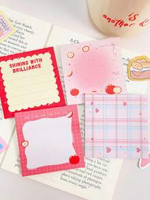 400/200/50pcs Pink Apple Series Sticky Notes, Tearable Non-Adhesive Memo Paper, Cute Girly Memo Notepad, Simple Grid Line Inner Page Square Sticky Notes, Suitable For Student Classroom Notes, Planner Decoration, Office Memo, Study Tracking, Daily Messages, School Supplies, Back To School, Soft And Fluffy, Office Desk Accessories, School, School Essential Supplies - one-size - View 5