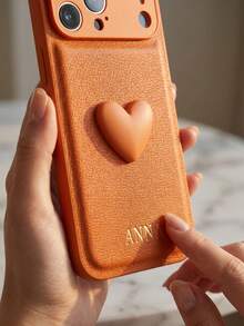 Customized Phone Case Compatible With IPhone 17 16 15 14 13 12 11 Pro Max 17 Air 16 15 14 Plus Compatible With Samsung S25 S24 S23 S22 S21 Ultra Plus S23 S21 S20 FE A55 A54 A53 A52 A51 A35 A34 A33 A32 A23 A21S A15 A14 A13 A12 A03 5G 4G Cover INS Luxury Korea PU Leather Case Personalized Initials Name 3D DIY Engraved Gold Letters Case Festival Gifts For Lover Friends Familly Yourself - Orange - View 4