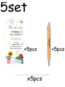 10/5/1 Set Back To School Ballpoint Pen Set, Colorful Thank You Bookmarks, Hemp Rope, Black Ink Pens, Back To School Gift Set, School Supplies, Back To School Ballpoint Pens, Suitable For Back To School Gifts, Gifts For Teachers, Colleagues And Friends - Multicolor - View 8