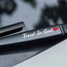 2pcs Trust In God Car Windshield Wiper Stickers | Car Decorative Decals, Car Body Scratch-Resistant Protective Covers, Self-Adhesive Vinyl Material, Suitable For Glass Surfaces And Religious Themes - A - View 2