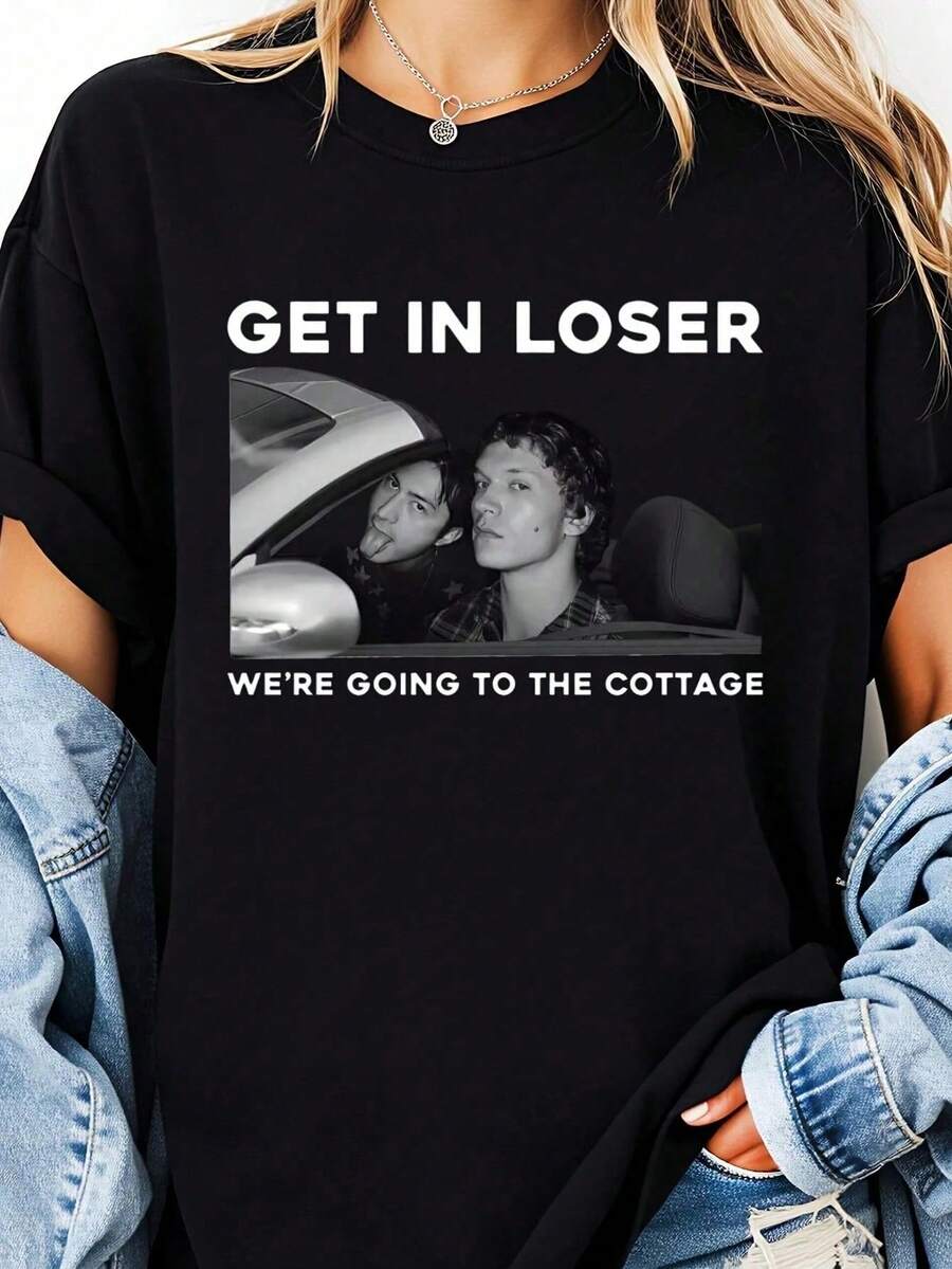 Heated Rivalry T-Shirt: Get In, Loser! We're Going To The Cabin! Couple T-Shirt New In Tops Men's T-Shirt 2026 Funny T-Shirts Men's Clothing G - 黑色 - 查看 1