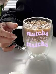時尚抹茶設計雙層透明玻璃馬克杯，透明杯適合拿鐵、茶和水，時尚透明杯適用於熱/冷飲 - 彩色 - 查看 11