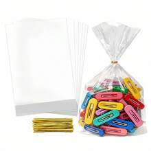 23/53 Transparent Bottom Snap Plastic Gift Bags With Gold Thin Rope, Suitable For Packaging Gifts And Party Prizes, Birthday, Wedding, Party And More - View 6
