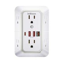 30W PD Fast Charging Wall Outlet, Multi Plug Outlet Surge Protector With 6 Outlet Splitter And 4 Charging Ports (PD30 W), Wall Extender For For Home Travel Office - White - View 10