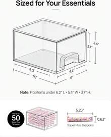 Vtopmart Stackable Storage Drawers, Acrylic Organizer With 24 Non-Slip Mats, Bathroom Organizer For Changing Table, Bathroom (5 Pack: Wide + Tall + Small) - 2 Pack - Small - View 2