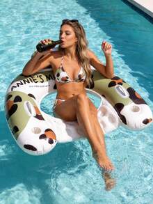 Inflatable Swimming Pool Floating Chair With Cup Holder, Water Hammock Lounge Chair, Leopard Print, Ideal For Summer Relaxation - A - View 4
