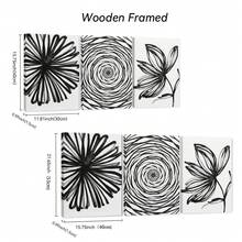 3pcs Modern Black & White Vertical Botanical Floral Wall Art - Vertical Canvas Paintings With Wrap-Around Wood Frame, Monochrome Plant Decor Suitable For Living Room, Bedroom, - Vertical Wall Decor - Framed - View 9