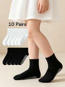 10 Pasang Kaos Kaki Siswa Anak, Gaya Olahraga Klasik Serbaguna, Kaos Kaki Pendek Kasual Tipis - MultiWarna - View 11