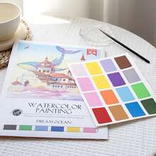 Watercolor Coloring Notepad With Drawing Paper, Kids' Self-Contained Paint Filling Watercolor Painting Book, DIY Stress Relief Picture Book Back To School - Multicolor - View 7