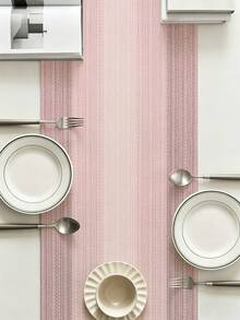 1pc,Crafted Table Runner,Modern Gradient Triangular Table Runner,Minimalist Striped Pattern Table Runner,Pointed Asymmetrical Tablecloth,Suitable For Dining Table,Coffee Table,Home Decor,Durable Kitchen And Restaurant Decoration,Dining Table Decor - Soft Matte Powder - View 2