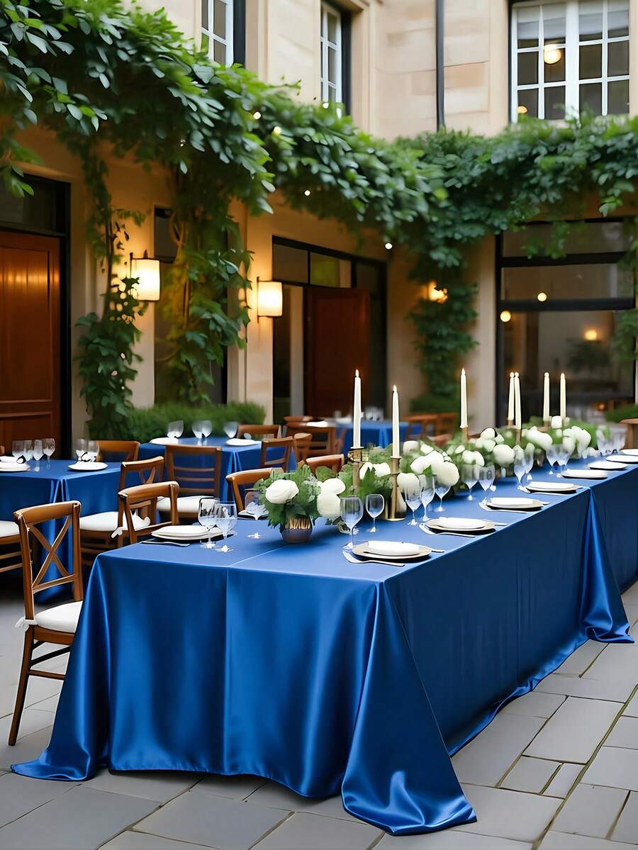 1 pieza Mantel rectangular, Mantel de satén resistente a la decoloración, Adecuado para banquetes de hoteles de alta gama, banquetes de boda, decoración de fiestas de restaurante