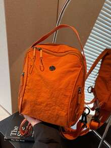 Fashion Simple Solid Color Women's Outdoor Backpack, Small, With Multiple Pockets And Zippers, Suitable For Daily Use, Comm, Outdoor Activities, - Multicolor - View 21