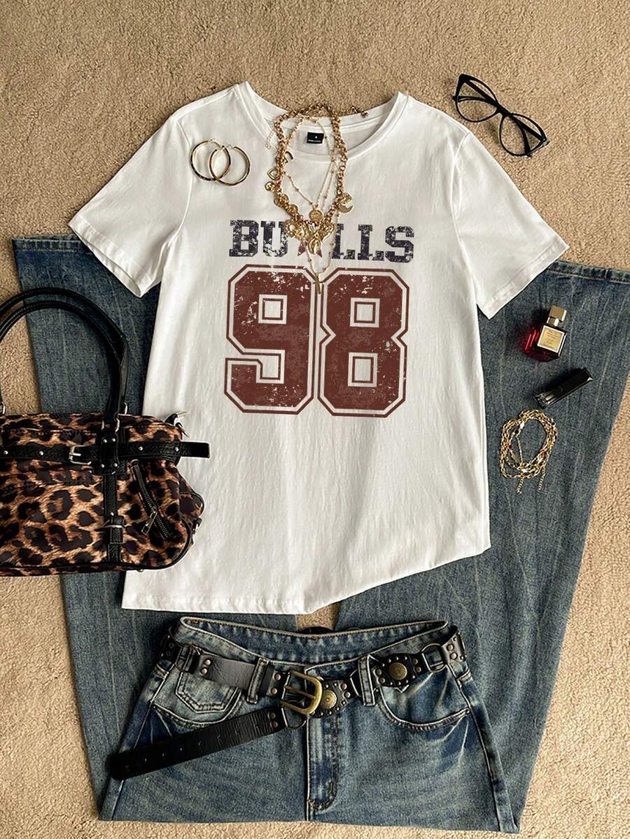 Casual Round Neck Short Sleeve Fitted Women's T-Shirt Suitable For Summer - Putih 2 - View 1