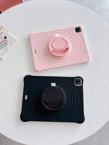 1 pieza Funda de silicona suave rosa ondulada minimalista para tableta con soporte giratorio 360°, silicona gruesa de tacto suave con cobertura total resistente a caídas y al desgaste, compatible con iPad 9.7/Air/Air2/10.2/10.5/Air4/Air5/10th/10.9/Pro11"/Air11(M2)/Pro11(M4)2024/ Air 11-Inch (M3) 2025/ (A16) 11 Inch 11th Generation 2025 Apple Models, funda protectora de silicona para tableta, creativa/nicho/novedosa/personalizada, soporte para lápiz, lápiz no incluido - Rosa - Ver 6