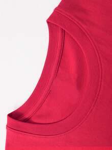 Round Neck T-Shirt With Creative And Fun Cartoon Design, Summer Fashion, Short Sleeve, Casual Style For Daily Outings - 紅色 - 查看 2