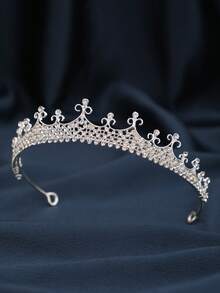 1 pieza Corona de lujo bohemia vintage con cristales, accesorio nupcial para boda, accesorio de atmósfera de hada para fotos de boda - Plateado - Ver 2