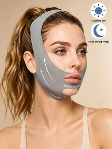 2 pièces Bande de remodelage du visage en forme de V réutilisable et ajustable, accessoire de soins de la peau pour le sommeil, design ergonomique sans couture, tissu en nylon respirant - Multicolore - View 6