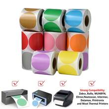 2 Inch Color Circle Thermal Sticker Label, Self-Adhesive Round Direct Thermal Label For Logo Design, QR Code, White Pink Green Yellow, 600Sheets/Roll - View 3