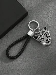 1pc Fashionable European & American Personalized Hip-Hop Versatile High-End Dual-Color Leopard Head Keychain Bag Pendant, Suitable For Men, Couples, Car Keys, Bag Decoration - Multicolor - View 9