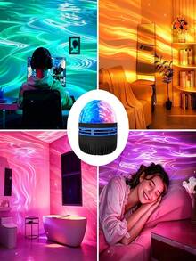 Wave RGB Color Changing LED Desk Lamp With Remote Control And Dimmer, USB Powered Wired Table Lamp, Suitable For Bedroom, Office, Party, Dimmable Decoration, Christmas Gift, Projection Lamp, Water Ripple Night Light, Multi-Color Changing - Multi-color light - View 10