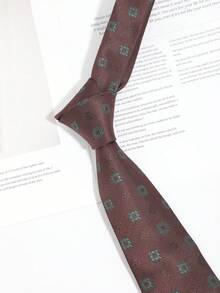 1PC Men's Vintage Printed Pattern Hand-Tied Necktie, Suitable For Daily Wear, Outings, Gatherings And Workplace Matching - Multicolor - View 3