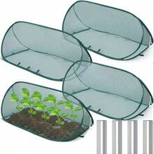 1 Conjunto de Cobertura de Rede Dobrável para Jardim, Tenda de Proteção Retrátil para Plantas, Rede Anti-Insetos e Anti-Pássaros, Adequada para Vegetais, Frutas, Flores, Mudas, Quintal e Jardinagem - Verde - Visão 14