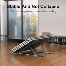 1pc Silver Laptop Stand, Desktop Foldable Adjustable Height Laptop Stand, Universal Portable Storage Adjustable Stand For All Laptops And Tablets (Approx. 25cm) - Multicolor - View 6