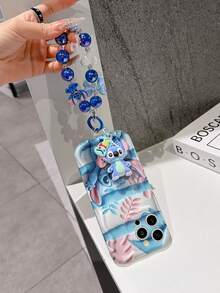 Disney Has Authorized, Phone Case - Chain Set, The Stitch Lilo & Stitch 3D Phone Case Plus A Silicone 3D Stitch Bracelet With Metallic Ring Removable Bracelet, Stitch And Angel Pattern, Compatible With Iphone17/16/15/14/13/12/18/XS/XR/X Plus Pro Max, A Stylish Cartoon Phone Case, The Perfect Gift Choice, Phone Protection, Durable Phone Cover, Great Gift For Friends And Family. - White - View 5