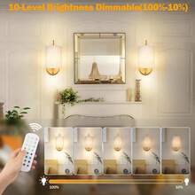 2pcs Battery Powered Wall Lights, Gold/Black Rechargeable Wireless Wall Sconce With Remote Control, 12 Color RGB Light And Timer Function, Dimmable Indoor Wall Lamp - 2pcs - View 3