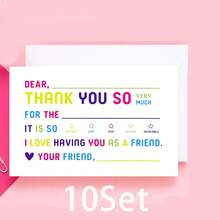 ThreeKin Collective Children's Fill-In-The-Blanks Thank You Cards With White Envelopes, Double-Sided Postcards | Fun Colorful Design For Birthdays, Holidays And Other Occasions - Colorful - View 6