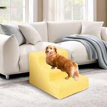 Pet Stairs Anti-Slip Dog Steps – With Removable Washable Cover, Sturdy Steps For Small Or Elder Pets, For Bed, Sofa. - Yellow M - 查看 4