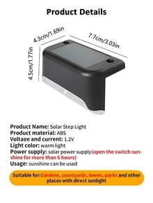LED Solar Step Lights, Solar Powered Outdoor Yard Lights, Suitable For Outdoor, Garden, Railing, Stair Decoration Lighting Landscape Lights, Solar Landscape Atmosphere Lights - 階梯燈 - 查看 9