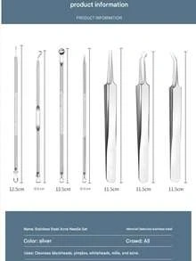 Set Alat Penghilang Komedo Stainless Steel - Kit Ekstraktor Jerawat, Pinset untuk Menghilangkan Jerawat dan Komedo Putih, Alat Pemeras Jerawat - Perak - View 3