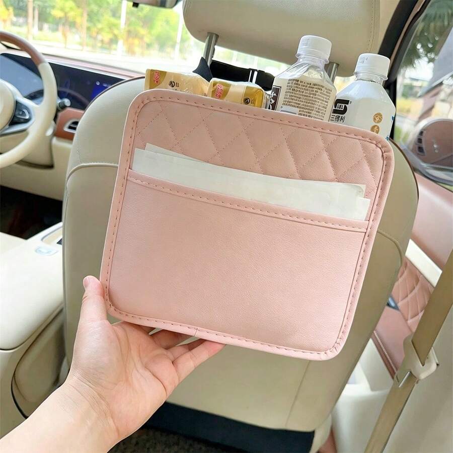 1個多功能汽車座椅背掛式杯架、收納盒、手機架、飲料架、汽車整理垃圾桶