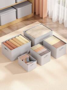 1pc Foldable Multi-Functional Storage Box, Large Capacity Lidded Drawer Clothes Organizer, Stackable, Perfect For Household, Bedroom, Closet & Seasonal Storage, Room, Home & Christmas Festival Decor, Must-Have For Back To School Dorm Storage - White - View 7