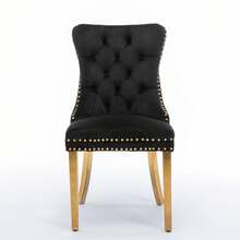 Set Of 2 65 Cm Dining Chairs In Velvet For Kitchen And Dining Room - Black - View 2